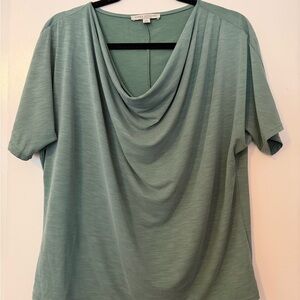 Green Envelope Soft Sage Drape Neck Tee